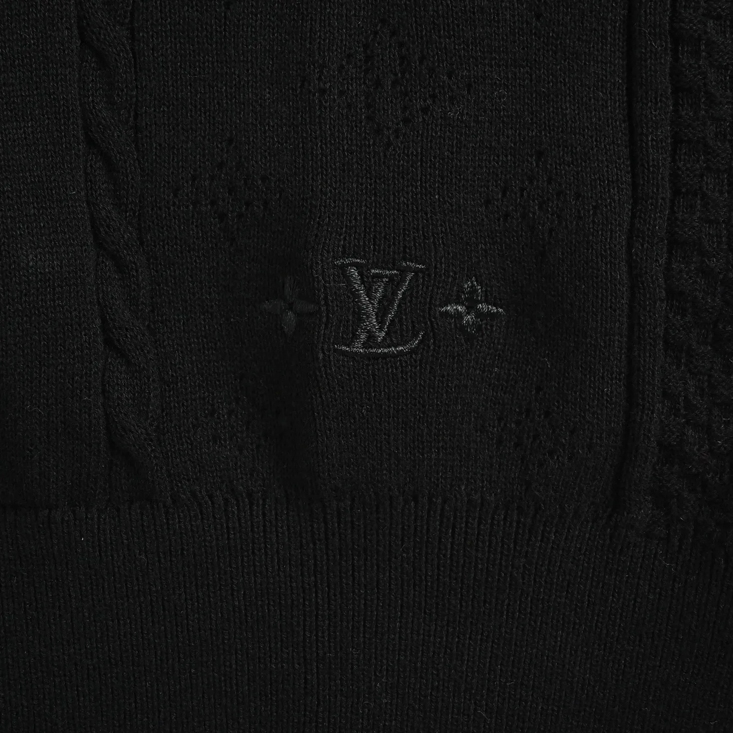 Louis Vuitton/Louis Vuitton hem three-flower jacquard mesh crew neck sweater